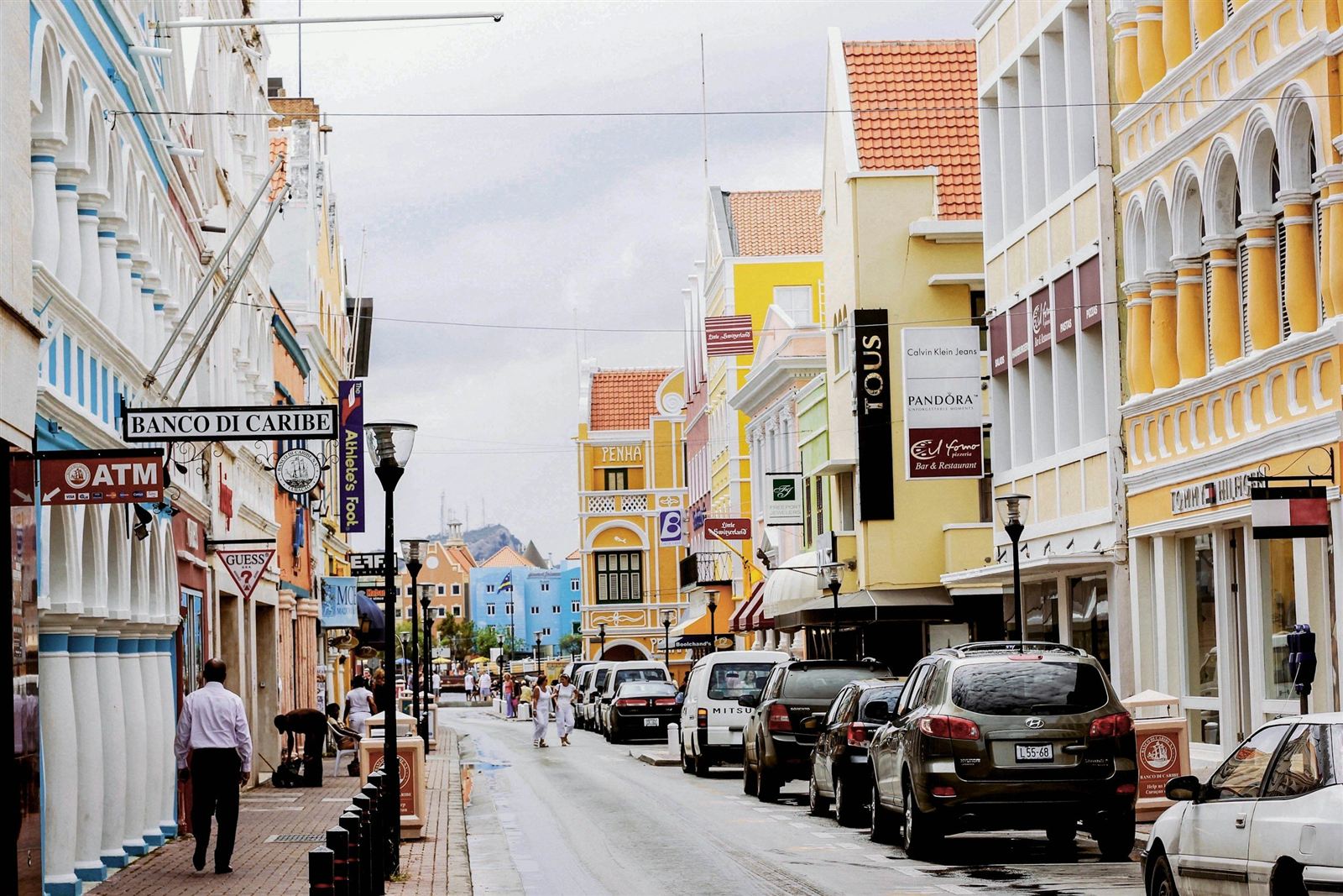 The colourful waterfront street in Willemstad, Curaçao